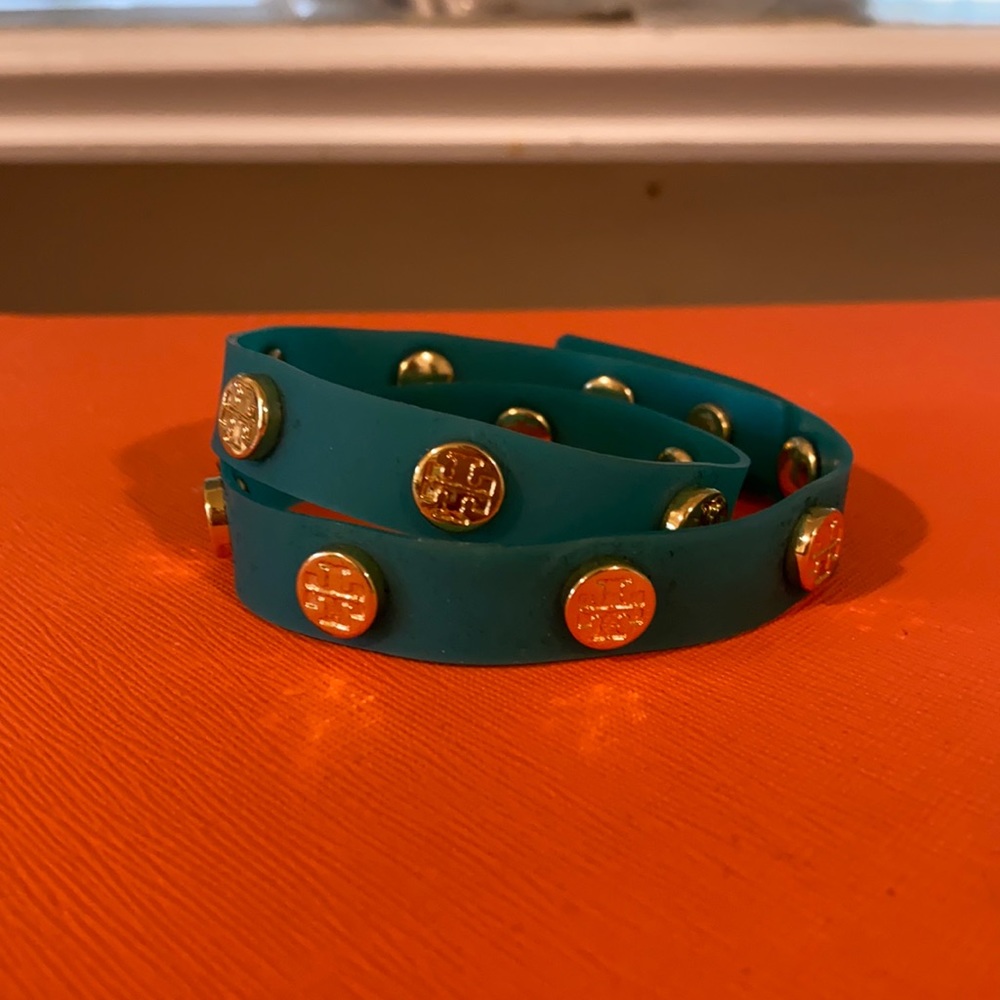 Turquoise & gold Tory Burch jelly wrap bracelet